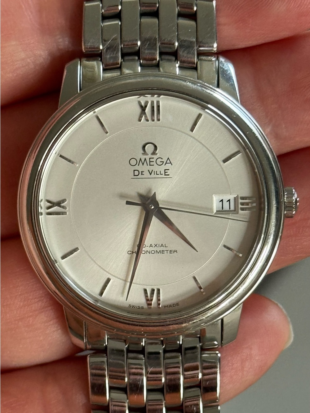 OMEGA De Ville Prestige Co-Axial 36.8 Automatic SS silver watch